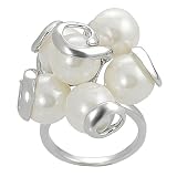 Silvertone Faux Pearl Swirl Ring (Sizes 5 - 9 available)