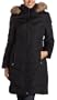 AK Anne Klein Women's Quilted Down Coat With Faux Fur Trimmed Hood,Black,Medium