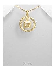 Colored Enamel Pendant Necklace In Brass