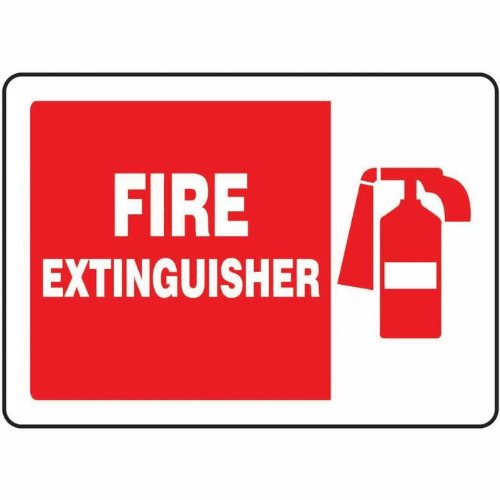 Safety Sign, Fire Extinguisher (symbol), 7 X 10, Aluminum