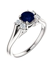 Platinum 5.00mm Round Cut Sapphire and Diamond Ring -- LIFETIME WARRANTY