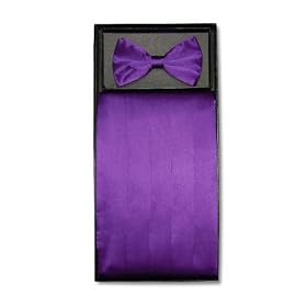 SILK Cumberbund and BowTie PURPLE Mens Cummerbund and Bow Tie Set