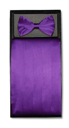 SILK Cumberbund & BowTie PURPLE Men's Cummerbund & Bow Tie Set