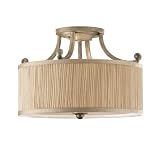 Murray Feiss SF293SVSD Abbey Collection 3-Light Semi-Flush, Silver Sand finish with Mushroom Pleated Hardback Fabric Shade