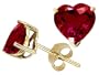 3.00 cttw 14K Yellow Gold Plated 925 Sterling Silver Heart Created Ruby Earring Studs - Gold Plated Silver
