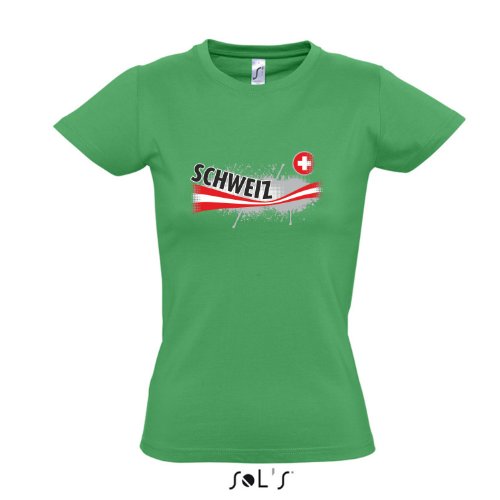 Fanshirt-Damen SCHWEIZ Ländershirt EM / WM Trikot S-XXL , Kelly green , M