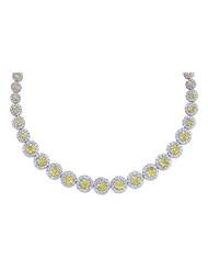 10.8 cttw 14k White Gold Bridal Flower Necklace Yellow Diamond Bridal Flower Necklace (Real Diamonds: 14/5 cttw)
