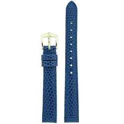 Watch Band Genuine Leather Lizard Grain Royal Blue 14mm