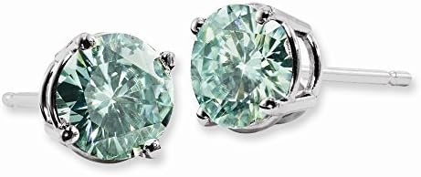14K White Gold Green Moissanite 5.5mm Round Friction Earrings
