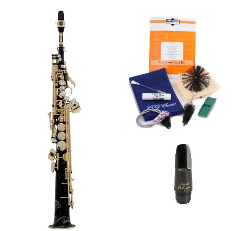 Legacy SS1000BN Intermediate Black Nickel Fully Engraved Soprano Saxophone with Case, Accessories and Selmer USA Mouthpiece