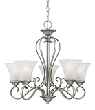 Quoizel DH5005AN Duchess 5-Light Chandelier with Grey Marble Glass, Antique Nickel
