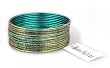 Set of 12 Piece Beachcombers Western Fashion Indian Ethnic Bangle Bracelets with Gold Accent - Green