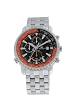 ADEE KAYE STAINLESS STEEL BIG CHRONOGRAPH WATCH W/ TACHYMETER BLACK / ORANGE DIAL