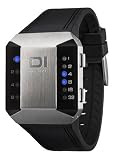 01TheOne Unisex SC115B3 Split Screen Blue LED Stainless Steel Polyurethane Watch