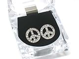 Rhinestone Peace Earring Set with Case Jewelry