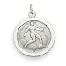 Sterling Silver 3/4" Round Girl's Soccer Medal with Cross on Back on 18" Chain