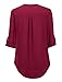 VIISHOW Women's Summer Blouses V Neck Cuffed Sleeve Blouse Shirts Tops Red M