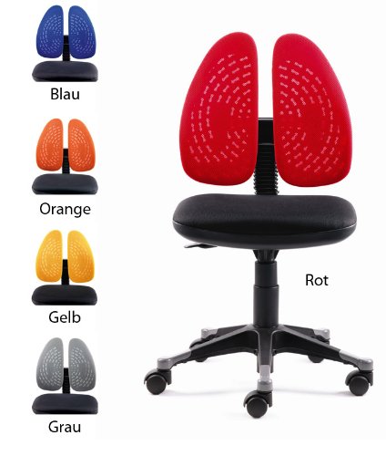 Pharao24 Drehstuhl Bürostuhl Kinderstühle 2420 rot ohne Rückenbezug