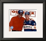Dale Sr And Dale Jr With Outback Steakhouse Sign In Background Framed Photographic Poster Print, 16x15
