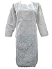 Paisley Floral Embroidered Tunic Dress White Cotton Kurta Tops L