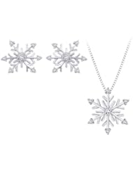 Sterling Silver Snow Flake Diamond Jewelry Set (1/5 cttw)