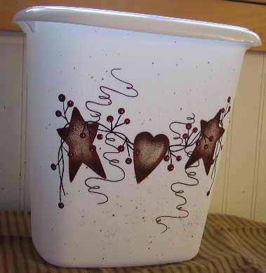 Trash Can Primitive Country Rusty Tin Stars & Hearts