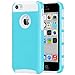 ULAK iPhone 5C Case, Slim Lightweight 2in1 iPhone 5C Cases Hybrid with Soft Rugged TPU Inner Skin and Hard PC Anti Scratches Protective Cover for Apple iPhone 5C -Aqua Blue+White