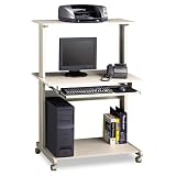 Dove Gray Mayline Crosswinds Mobile Wood Computer Desk with Hutch