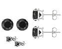 Authentic Black Cubic Zirconia Sterling Silver Stud Earrings Top Quality Cubic Zirconia. 1.50 Carat Each Stone, Total Weight of 3.00 Carat. Heavy Casting Settings