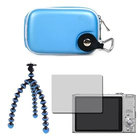 SumacLife Brand Canon PowerShot SX230HS Camera Case - SkyBlue + 6 inch Mini Tripod Adjustable mount angle + Screen Protector
