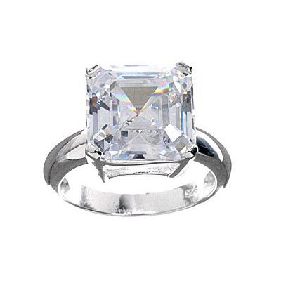 Sterling Silver Princess Cut Cushion White CZ Ring