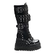 4 3/4 Inch Knee High Boots Wedge Platform Boots Hardware Studs Bullets Buckles Gothic Style Boots