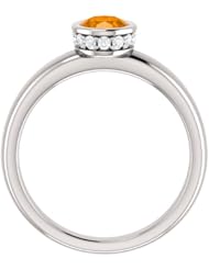 10K White Gold 7.00x5.00mm Oval Cut Spessartite Garnet and Diamond Ring -- LIFETIME WARRANTY