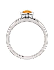 18K White Gold 7.00x5.00mm Oval Cut Spessartite Garnet and Diamond Ring -- LIFETIME WARRANTY