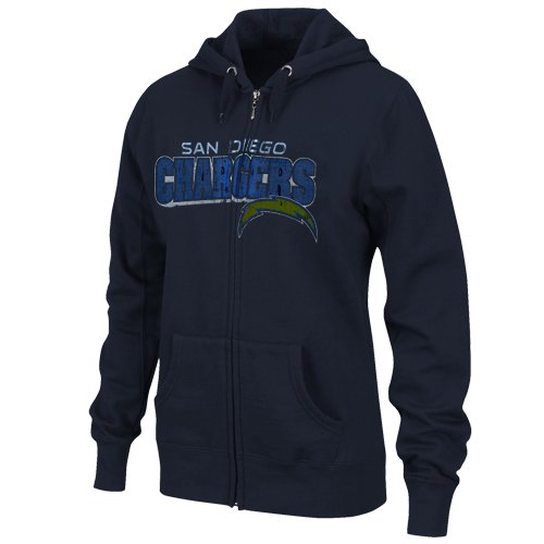 NFL Women's San Diego Chargers Football Classic III Long Sleeve Fullzip Fleece Hoodie (Athletic Navy, Medium)