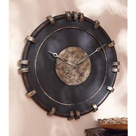 Giant 33 Inch Black Silver Notched Tower Wall Clock