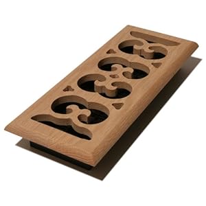 Decor Grates WS412-U 4-Inch by 12-Inch Wood Scroll Floor Register, Unfinished Oak