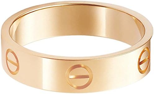 OMFEE Stainless Steel Designer Screw Head Love Wedding Ring Gold Finish,Sizes 5 - 10 (8)