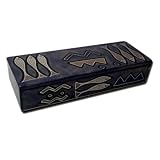 Pencil Box Blue Mudfish Design African Art Desk Storage
