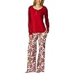 Nick & Nora&reg; Womens Knit Top/Fleece Pant PJ Set - Barn Red