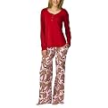 Nick & Nora® Womens Knit Top/Thermal Pant Pajamas Set - Barn Red Sock Monkey
