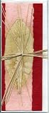 Elegant Red Handmade Greeting Card; Real Leaf Imprint on Handmade Paper; Note Card for Special Occasions with Banana Fiber Bow; Mothers Day, Birthday, Valentines, Anniversary Card