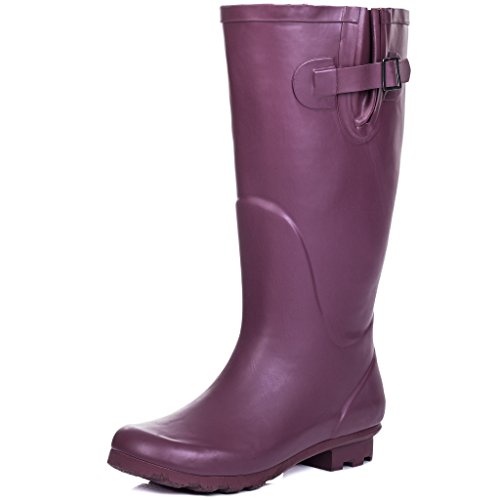 SPYLOVEBUY MEGAN Women's Knee High Flat Welly Rain Boots