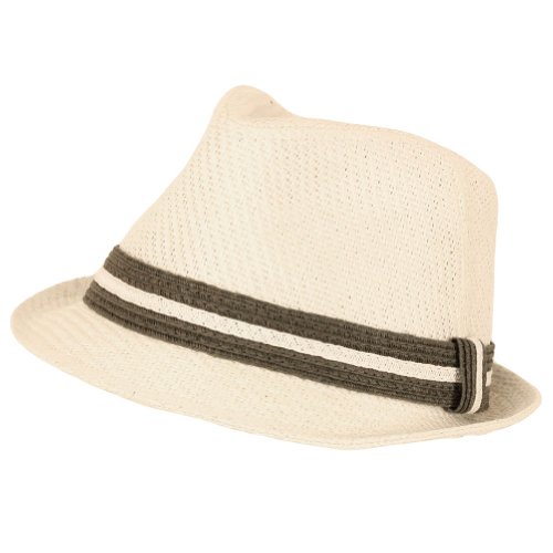 Men's Summer Sun Fedora Trilby Gangster Hat White M/L