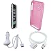 Transparent Cables - Apple iPhone 3G Protective Snap On Transparent Crystal Case Cover (PINK) w/ spare USB 2in1 Sync Data Charging Cable and a Car Charger w/ Screen Guard Protector