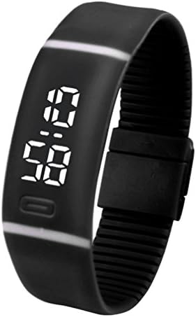 OUBAO Rubber LED Date Sports Digital Wrist Watch Black
