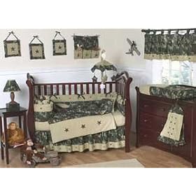 JoJo Designs 9-Piece Baby Crib Bedding Set - Green Camo Military Camouflage Army