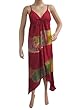 Spring Hippy Tie Dye Dress Maroon Boho Beach Coverup Dresses Small Size