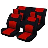 Housse de voiture - Avant - Arriere - Rouge et Noir - 6 pièces