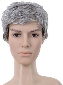 HI GIRL New Style Fashion White Grey Short Old Men's Hair Full Wig Free #2